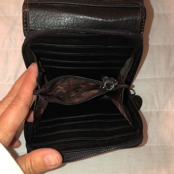 Brighton Convertible Pebbled Black Brown Silver Mini Wallet Crossbody Purse - Picture 9 of 16